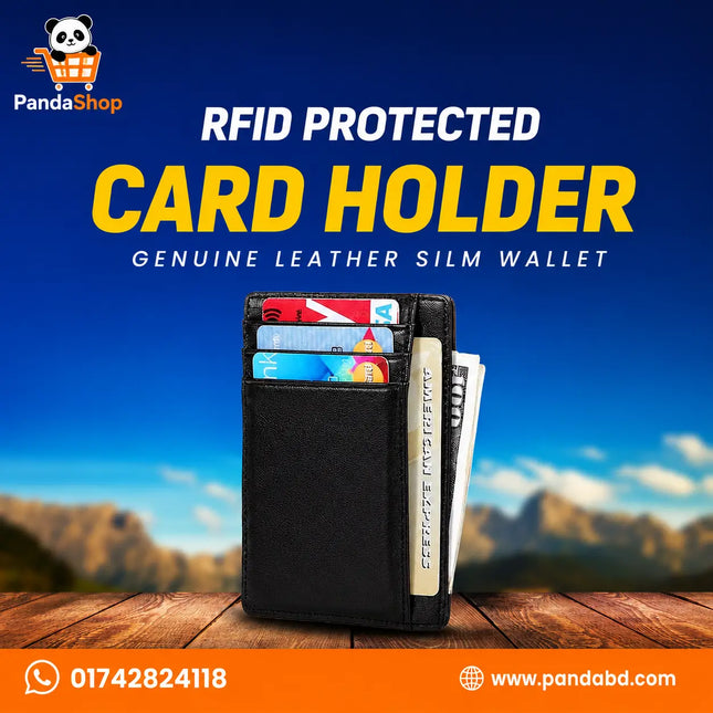 RFID Protected Card Holder Genuine Leather Slim Wallet